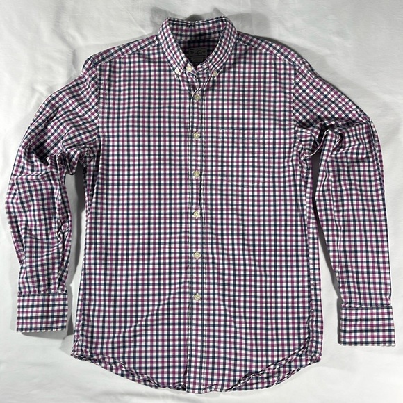 J. Crew mens purple grey gingham check long sleeve button down shirt - size S - Picture 2 of 8